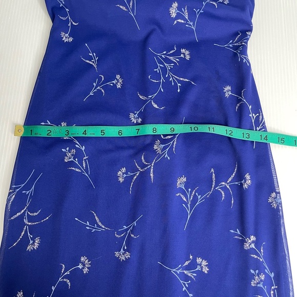 Vintage Y2K 90’s City Triangles mesh  Blue with Glitter Flowers size small - Picture 7 of 12